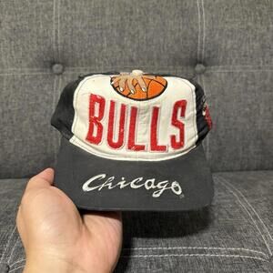 Vintage Chicago Bulls Slam Dunk Embroidered Snapback Hat Black Red NBA Rare